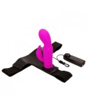 15 cm (5.9 in) Silicone Strap-on Virating Harness Dildo with Clitoral Rabbit - Hismith