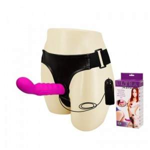 15 cm (5.9 in) Silicone Strap-on with Vibration Harness Dildo(Purple) - Hismith