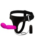 15 cm (5.9 in) Silicone Strap-on with Vibration Harness Dildo(Purple) - Hismith