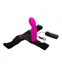 15 cm (5.9 in) Silicone Strap-on with Vibration Harness Dildo(Purple) - Hismith