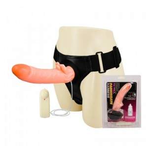 12 cm (4.7 in) Insertable Length TPE Strap-on Dildo Vibrating Pegging Kit - Hismith