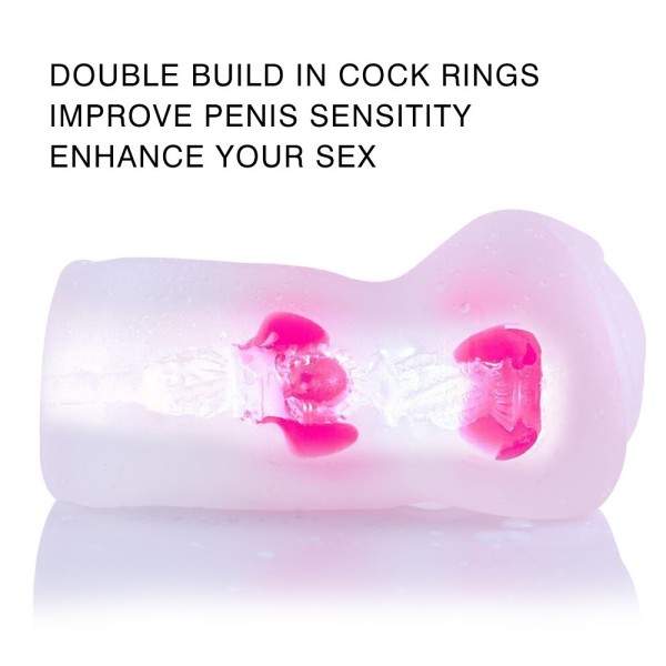 Double-Layered TPE Material Male Masturbation Cup with Cock rings