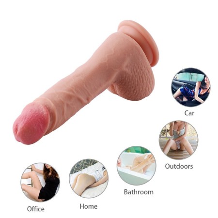 Hismith Sex Attachments, 8.6 Inches Double Layered Dildo, Super High Simulation Silicone Dildo (Flesh)