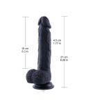 21 cm Consolador negro de silicona realista de tamaño mediano estándar Hismith, compatible con Sex Machine