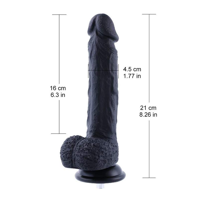 21 cm (8.26 in) Hismith Standard Medium Size Realistic Silicone Black Dildo, Compatible with Hismith sex machine