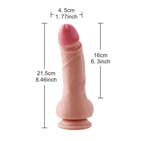 Hismith Sex Attachments, 8.6 Inches Double Layered Dildo, Super High Simulation Silicone Dildo (Flesh)