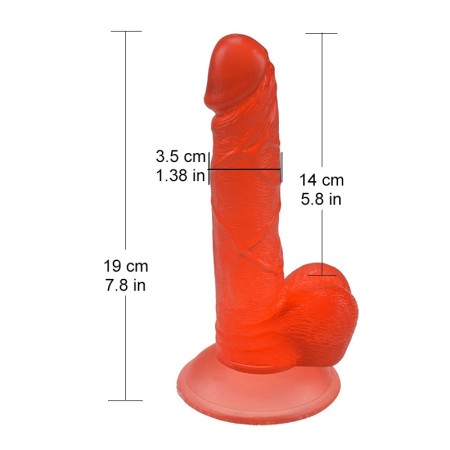 7.5 inch Jelly Realistic Dildo Sex Toy with a Sturdy Suction Cup Base - Red