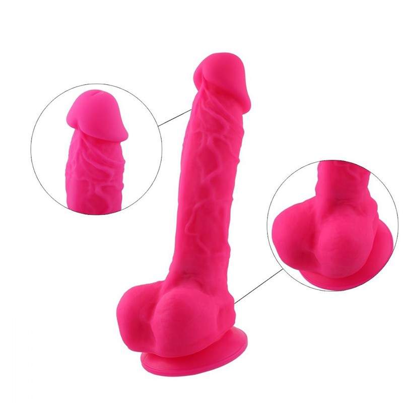 23 cm Rose Red Realistic Silicone Dildo for Hismith Premium Sex Machines
