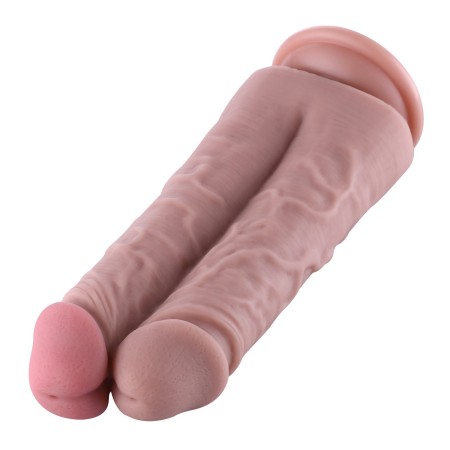 21.6 cm Silicone Siamese Dildo, Realistic Conjoined Penis for Hismith Kliclok System